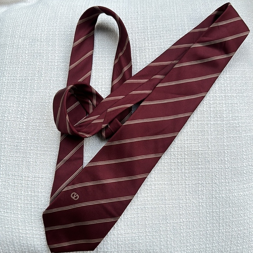 Vintage Valentino Maroon Striped Tie